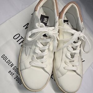 Golden Goose High Star Low Top Off White Leather Briwn Heel Pad. Size EU 38 US 8